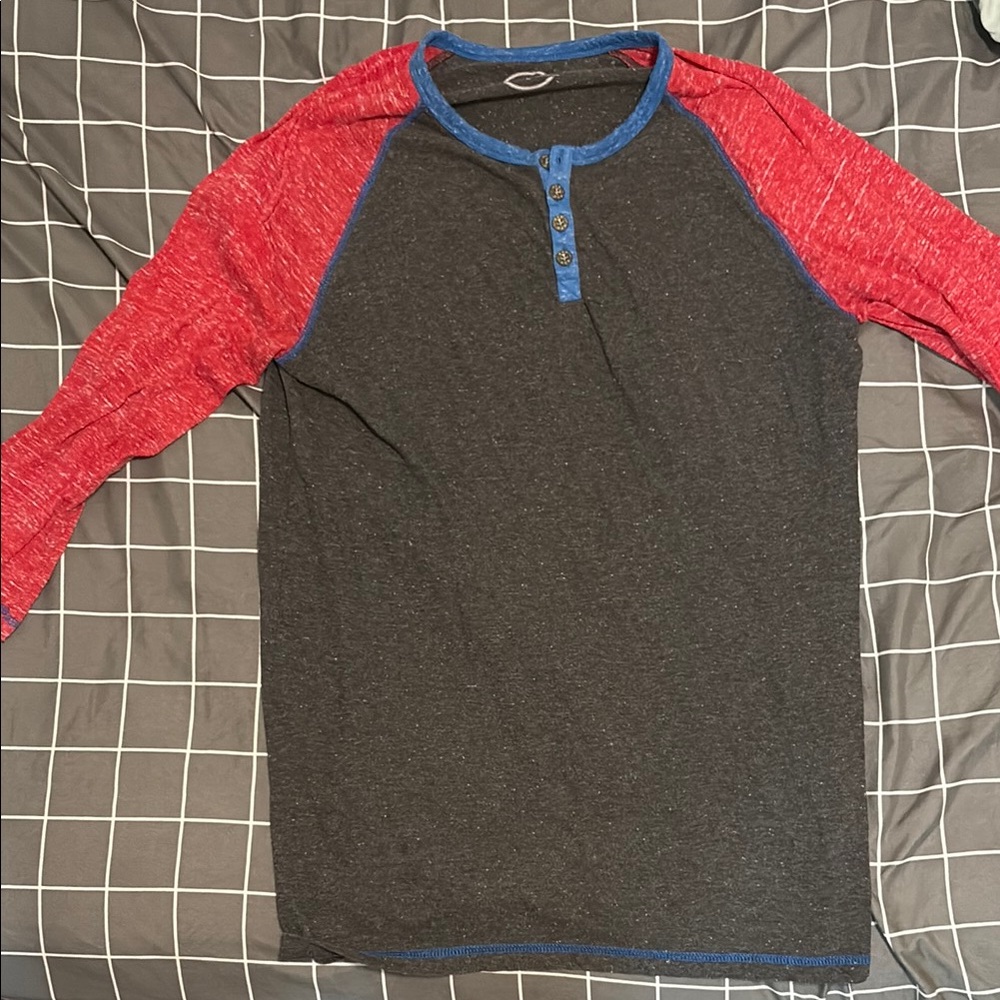 BKE Red and Black Raglan Henley Shirt